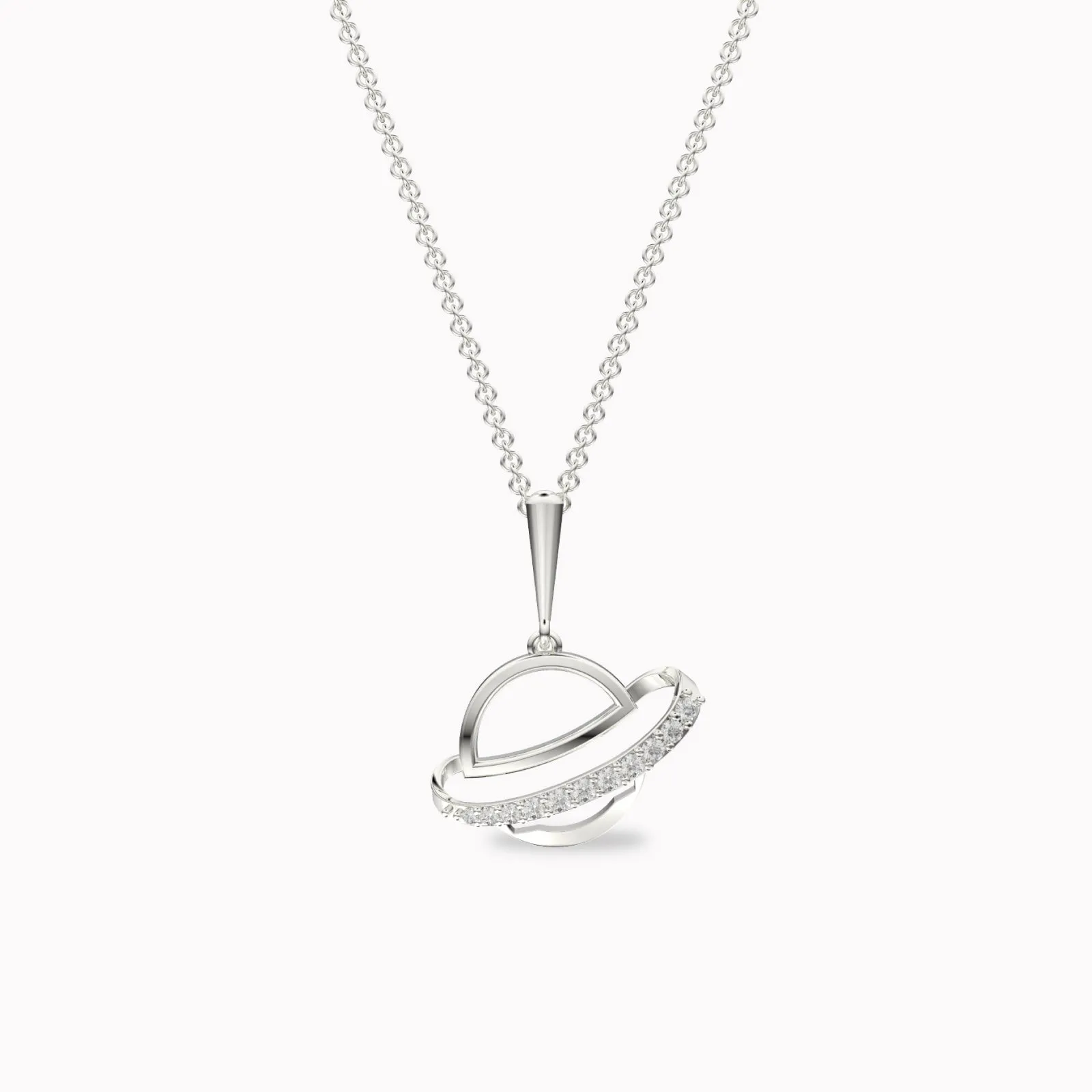 Gold Shinning Saturn Diamond Pendant