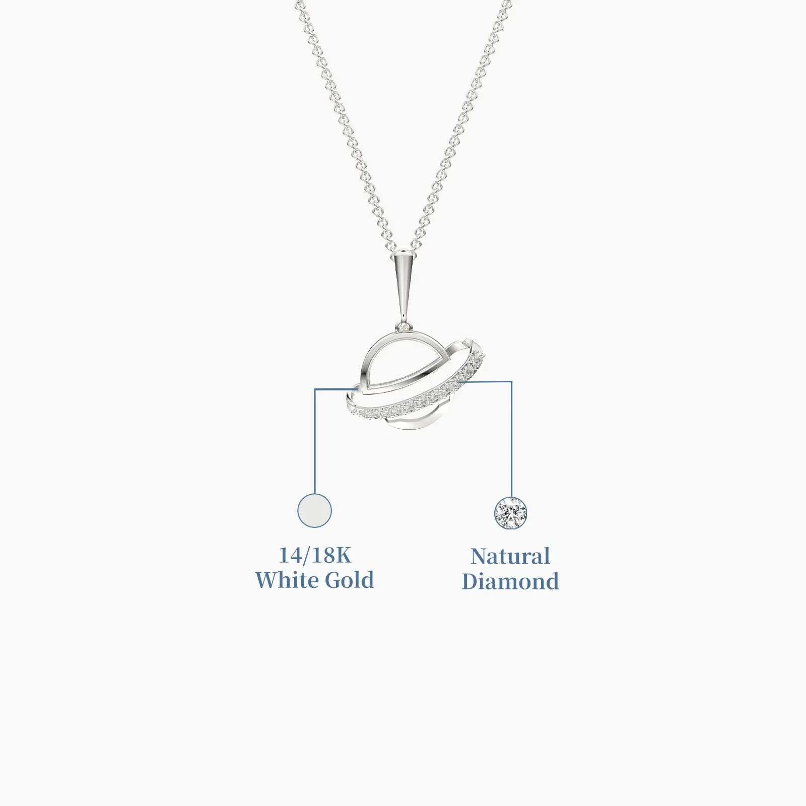 Gold Shinning Saturn Diamond Pendant