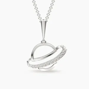 Gold Shinning Saturn Diamond Pendant