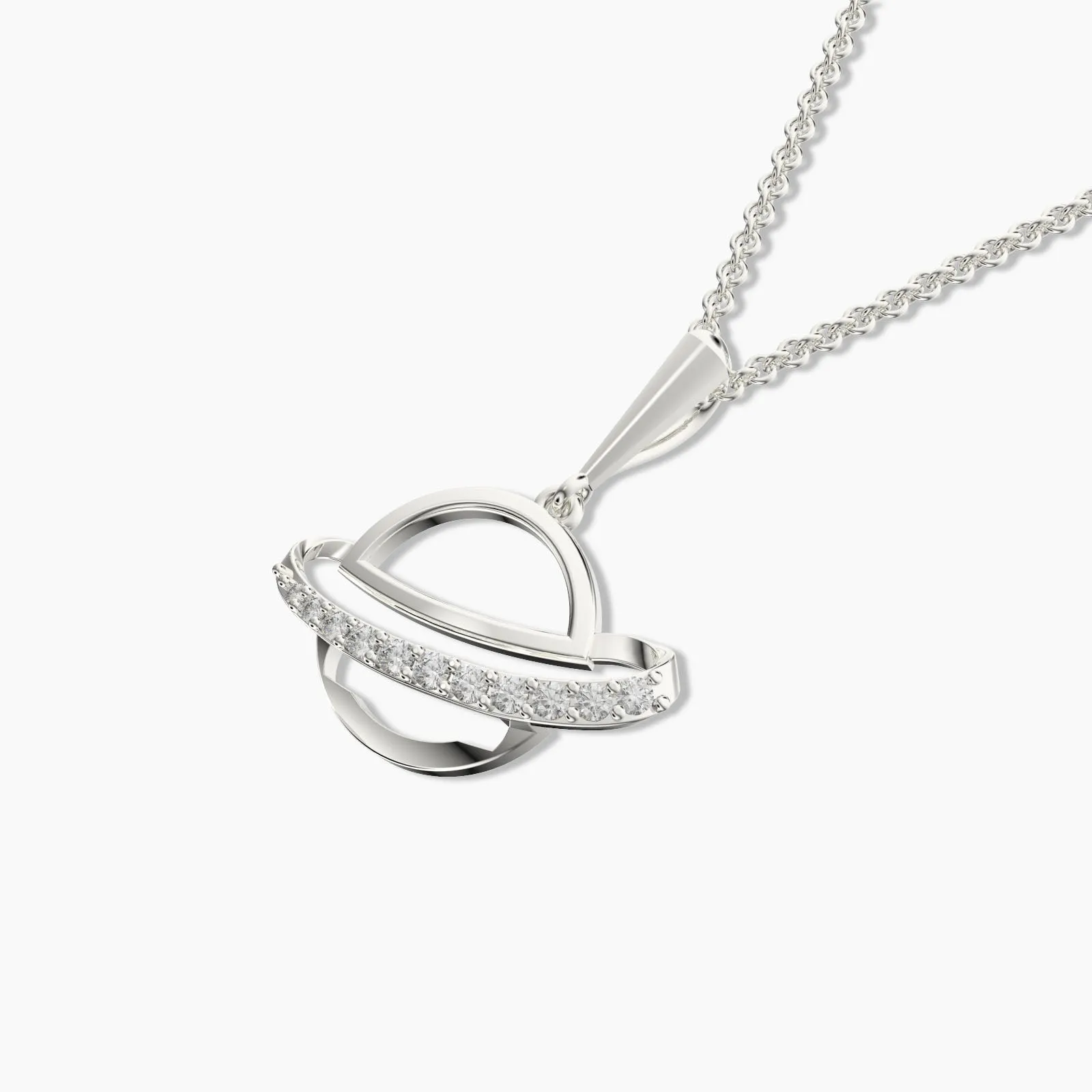 Gold Shinning Saturn Diamond Pendant