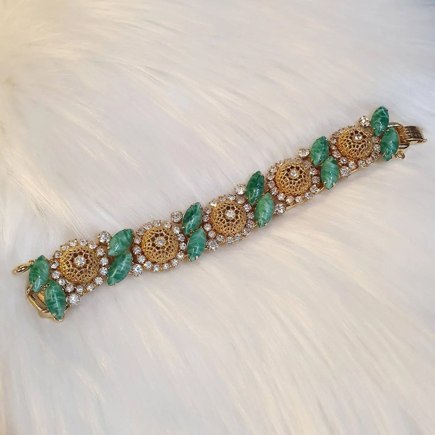 Julianna Bracelet Gold Green Crystal Vintage
