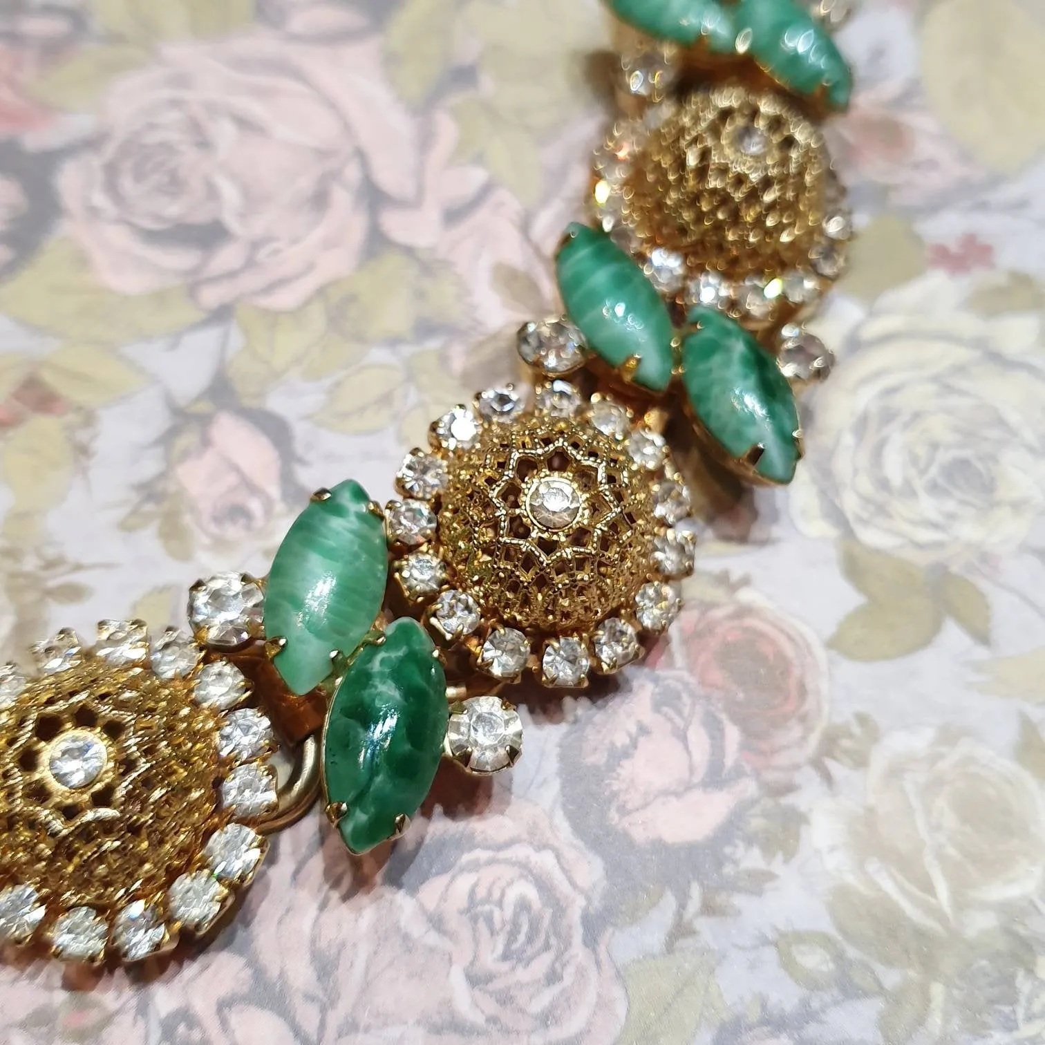 Julianna Bracelet Gold Green Crystal Vintage