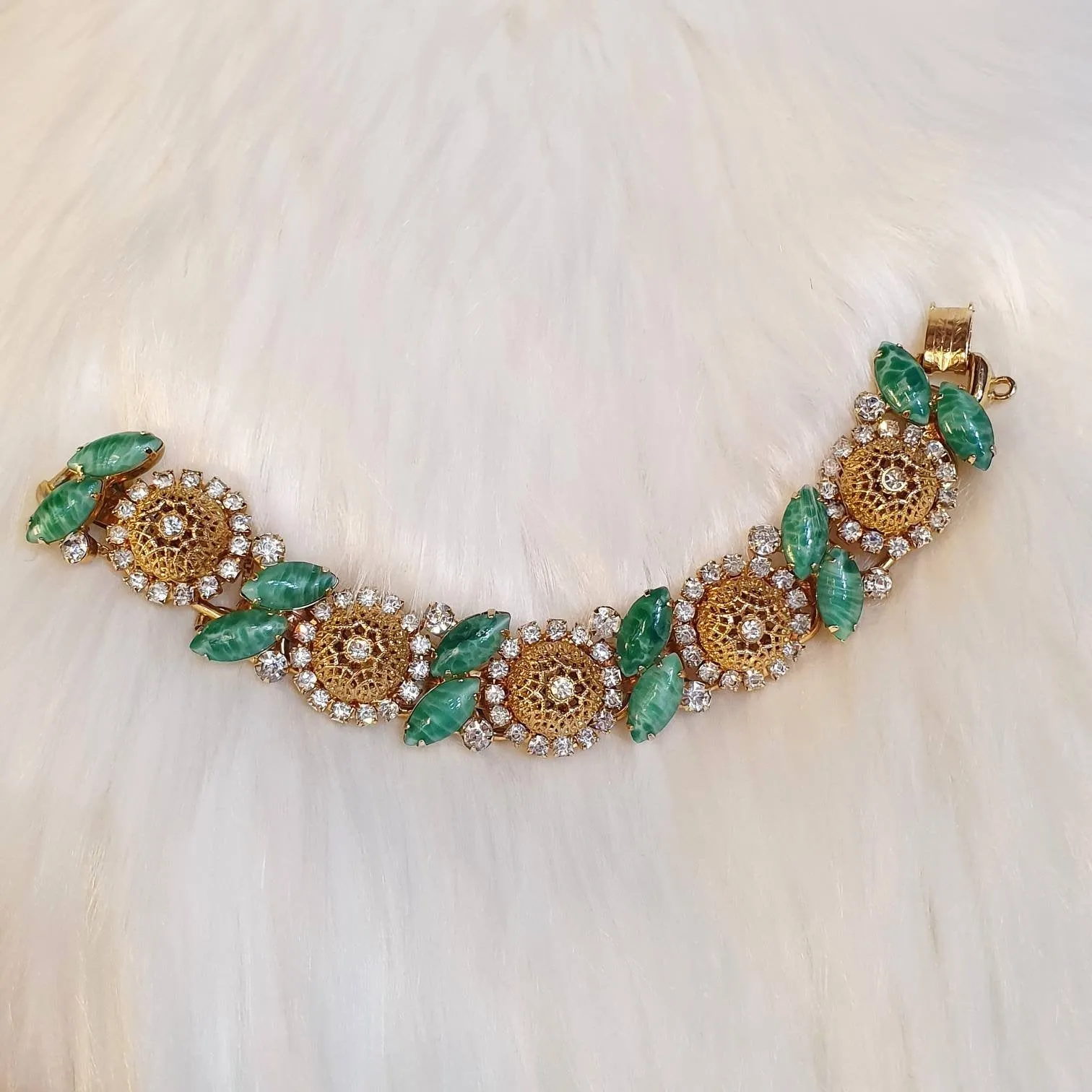 Julianna Bracelet Gold Green Crystal Vintage
