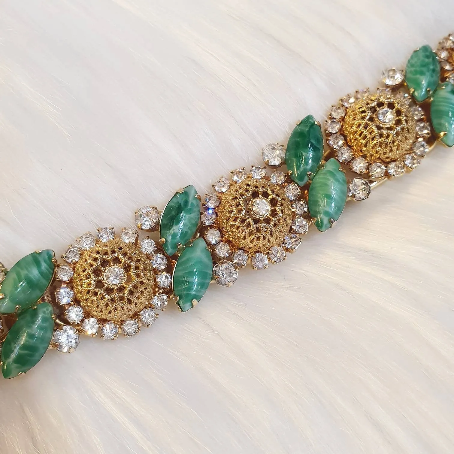 Julianna Bracelet Gold Green Crystal Vintage