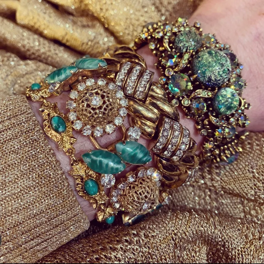 Julianna Bracelet Gold Green Crystal Vintage