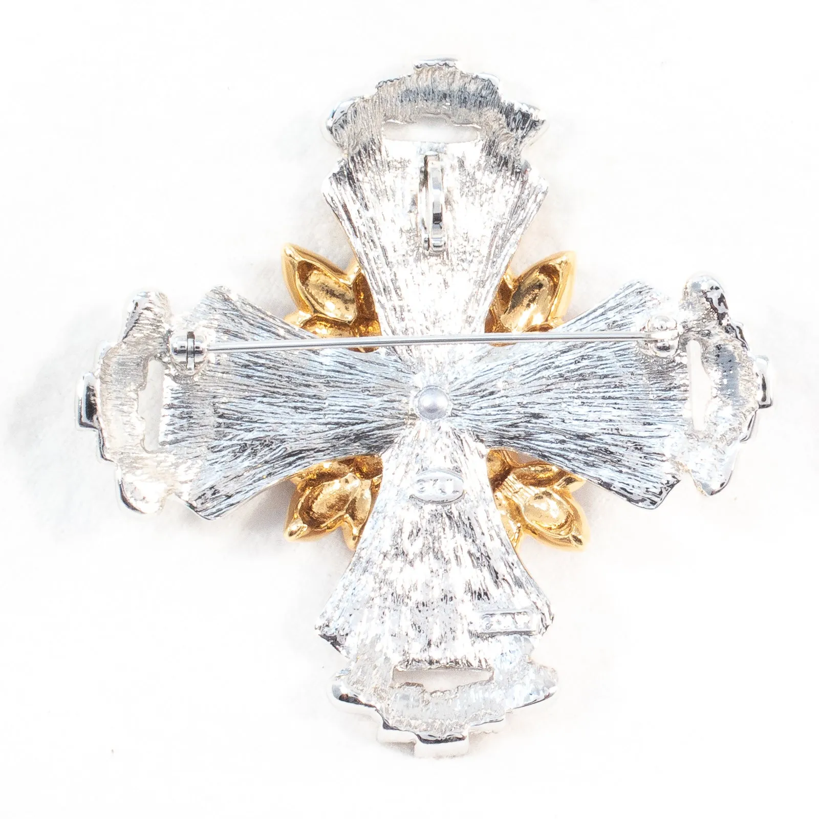 KJL Coral Maltese Cross Brooch