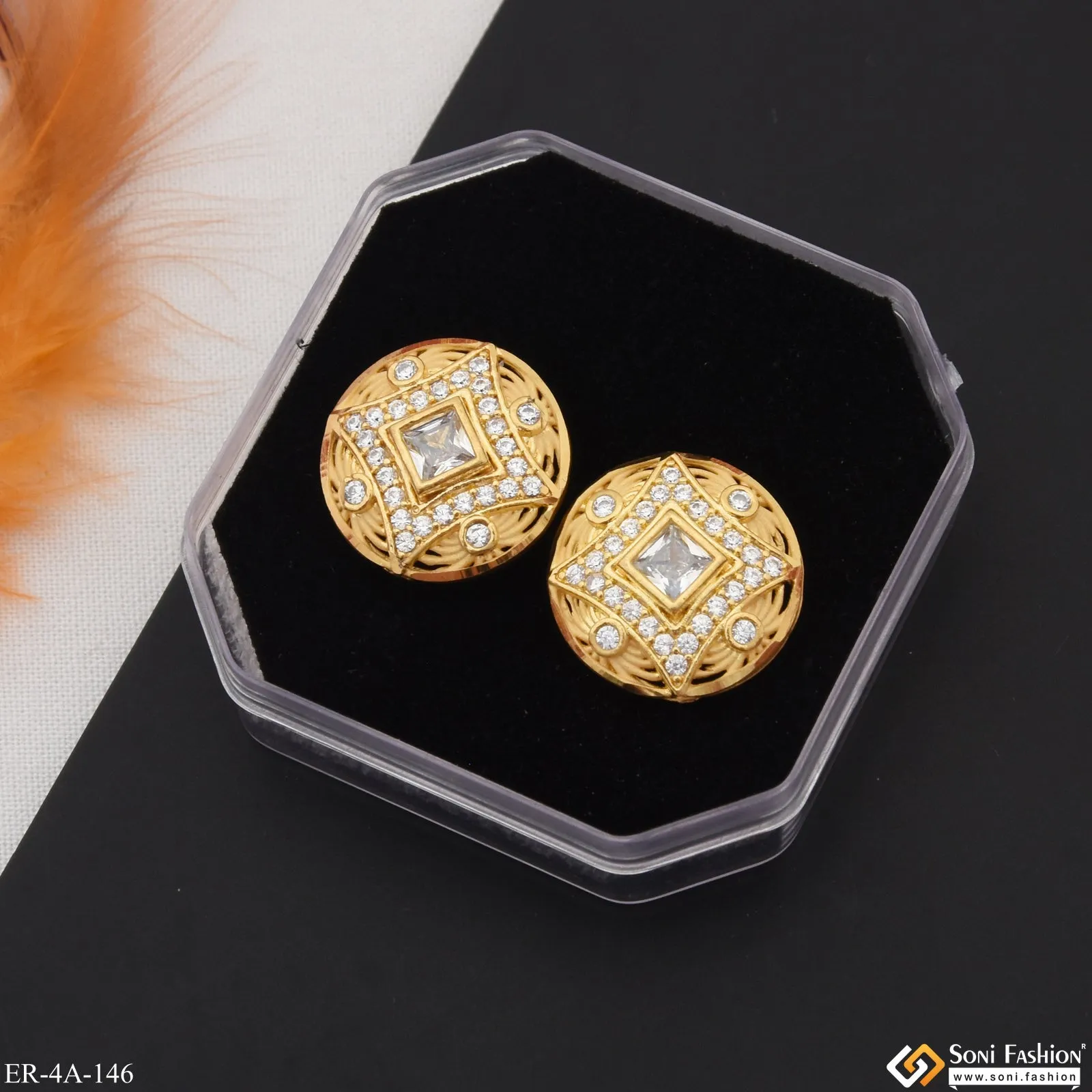 Lovely Design Hand-Finished Design Gold Plated Earrings for Lady - Style A146