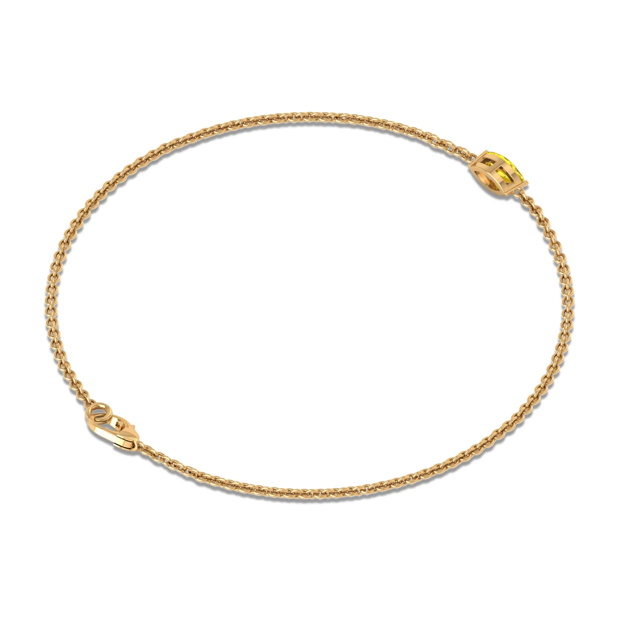 Marquise Shape Solitaire Yellow Sapphire East West Chain Bracelet