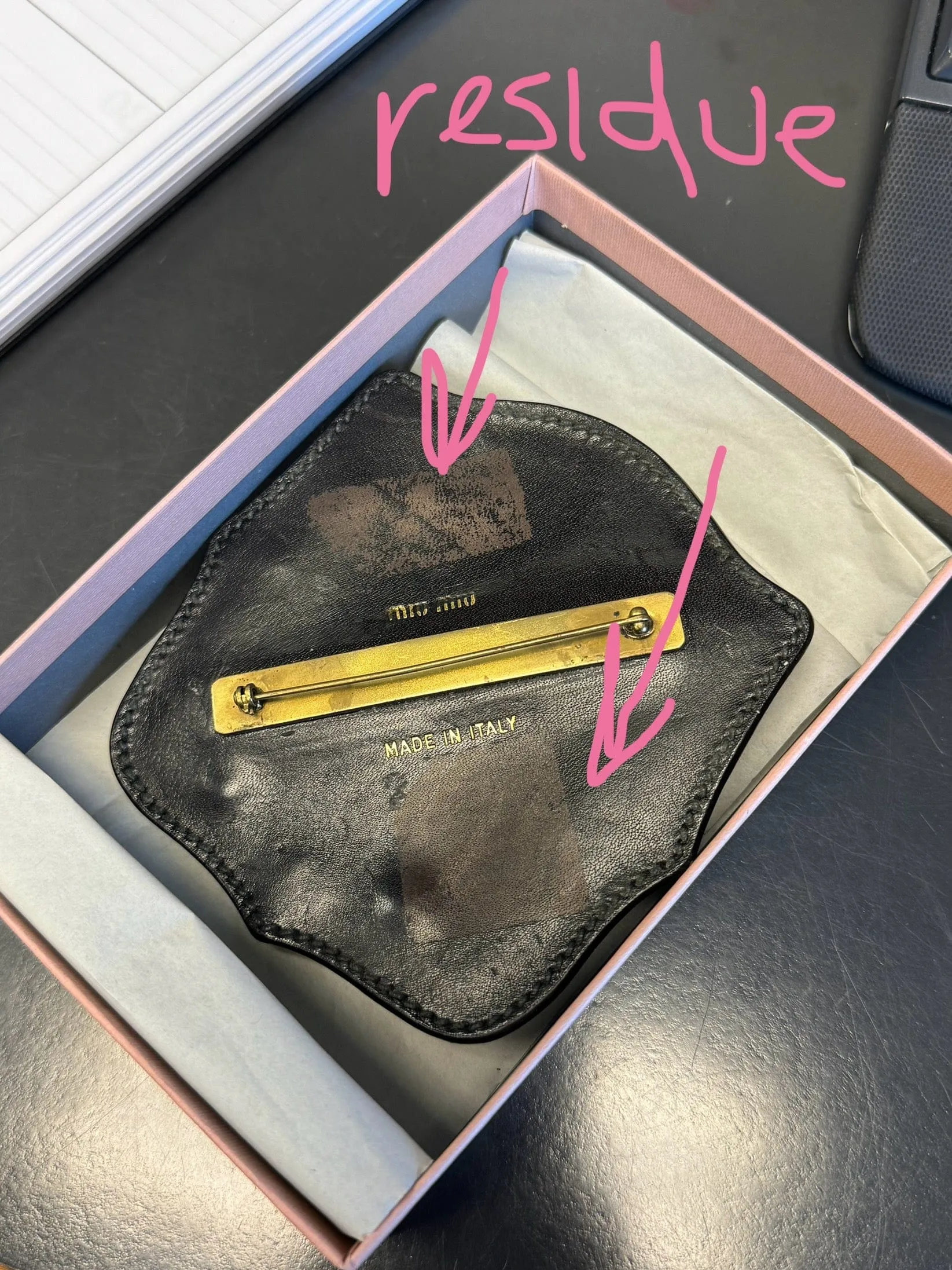 Miu Miu Gold Crested Brooch Pin