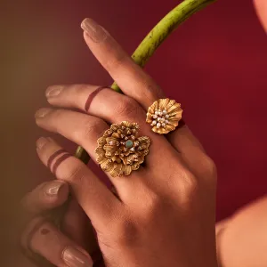 Odeta Double-motif Ring in Turquoise Hue
