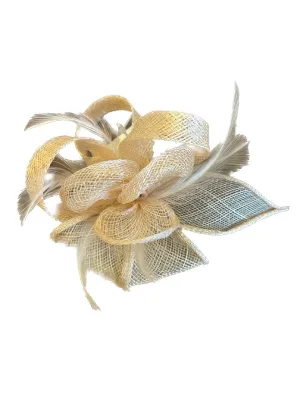 Peach Pink Loop Bow Hair Clip Fascinator