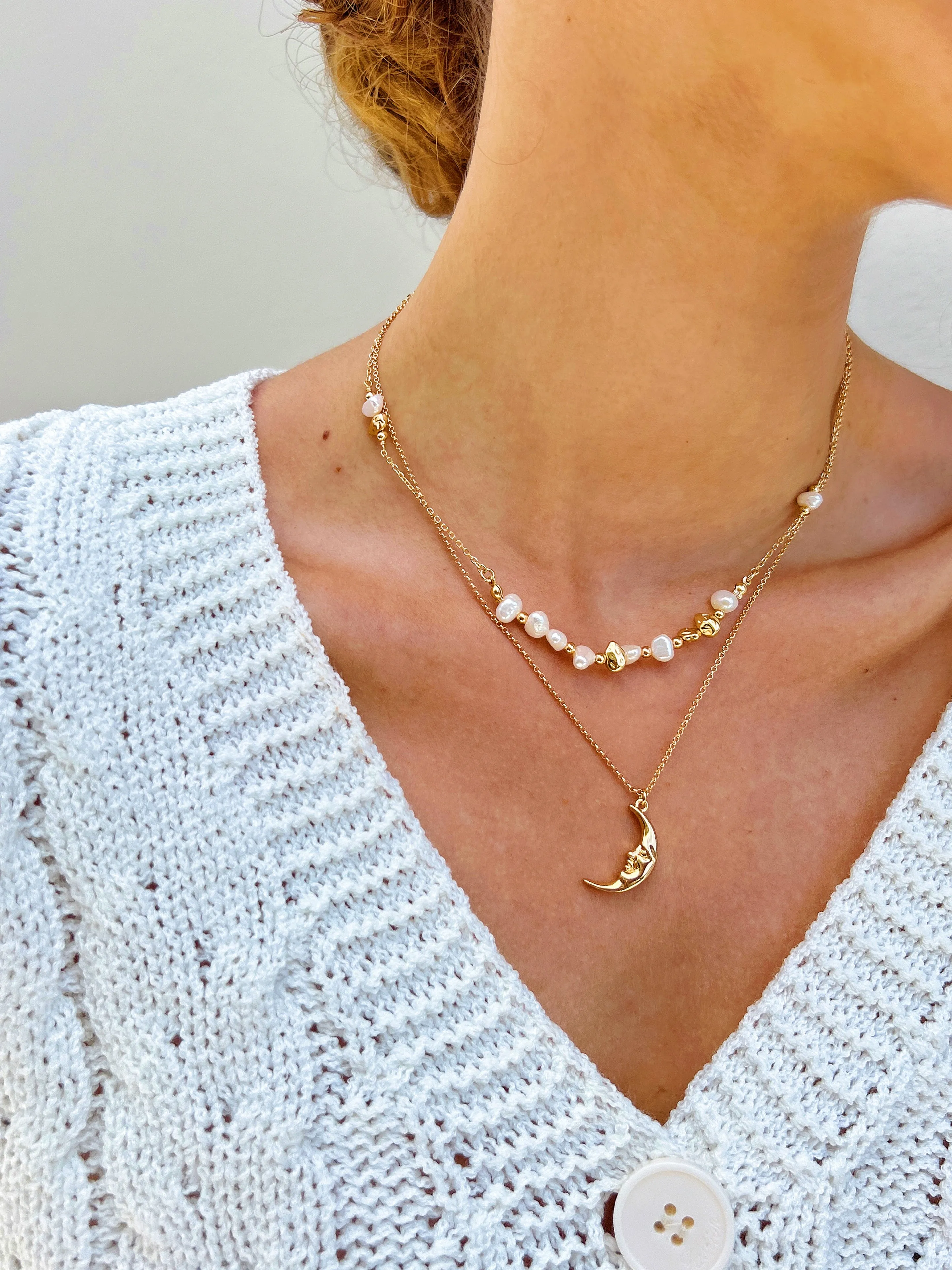 Pearl and Gold Bead Necklace