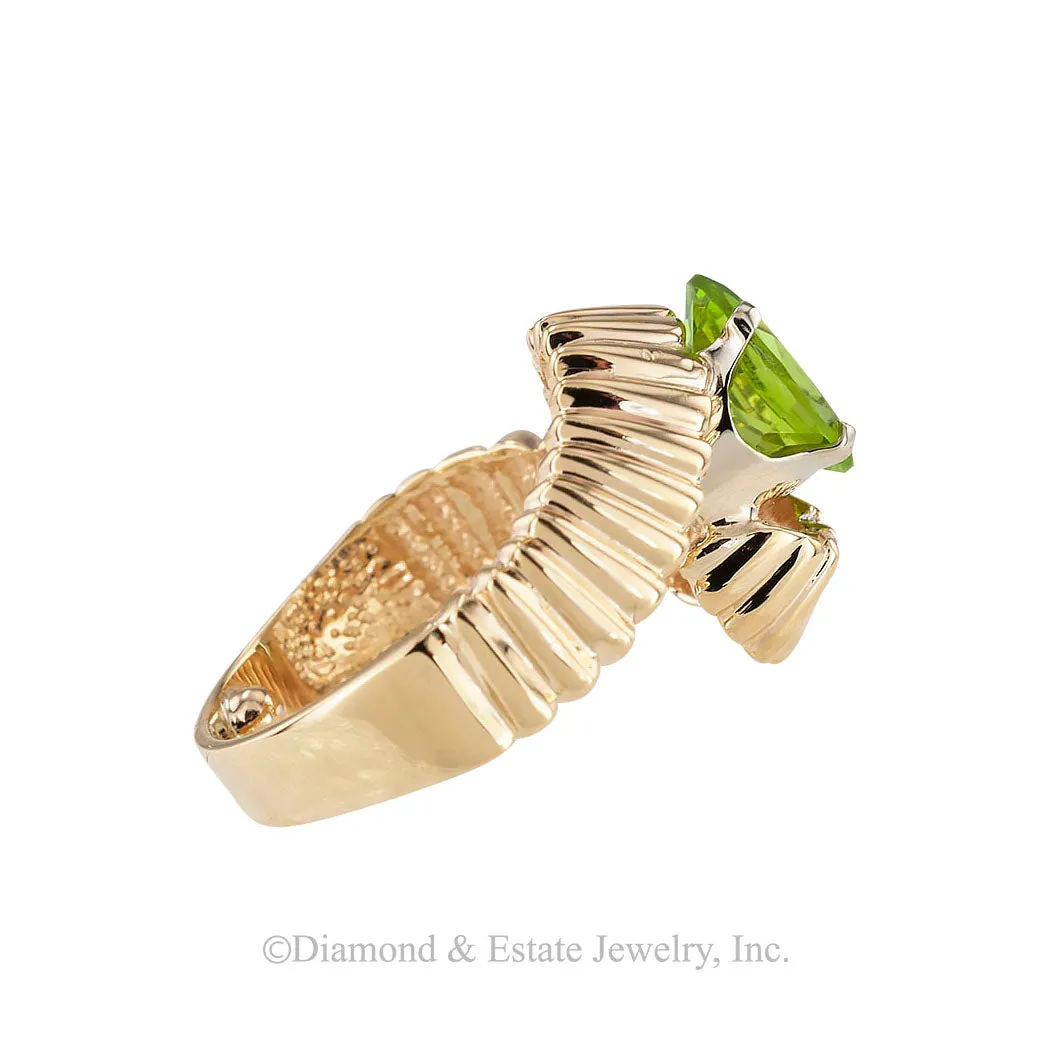 Peridot Yellow Gold Solitaire Ring