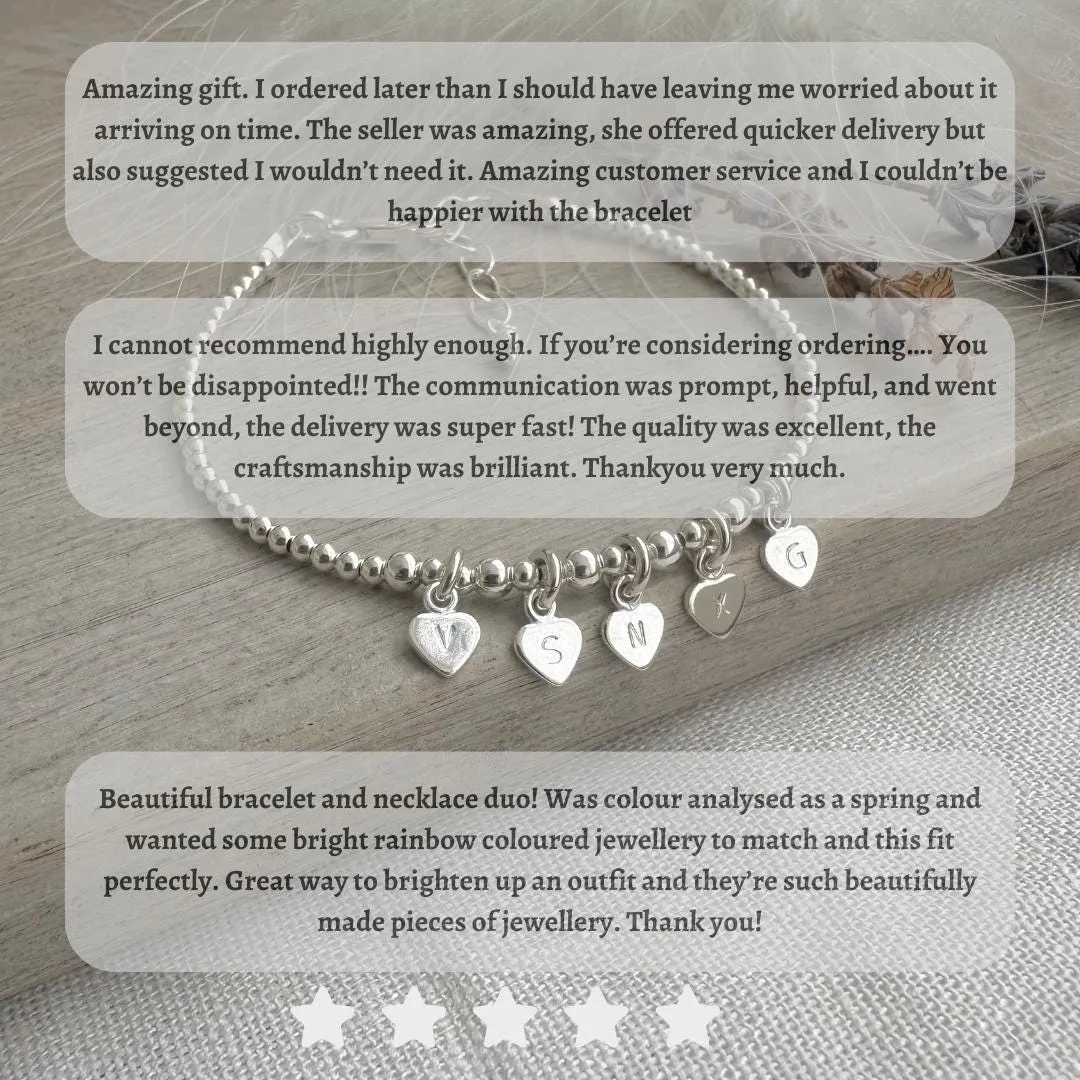 Personalised Aquamarine Bracelet Set, March Birthstone Jewellery