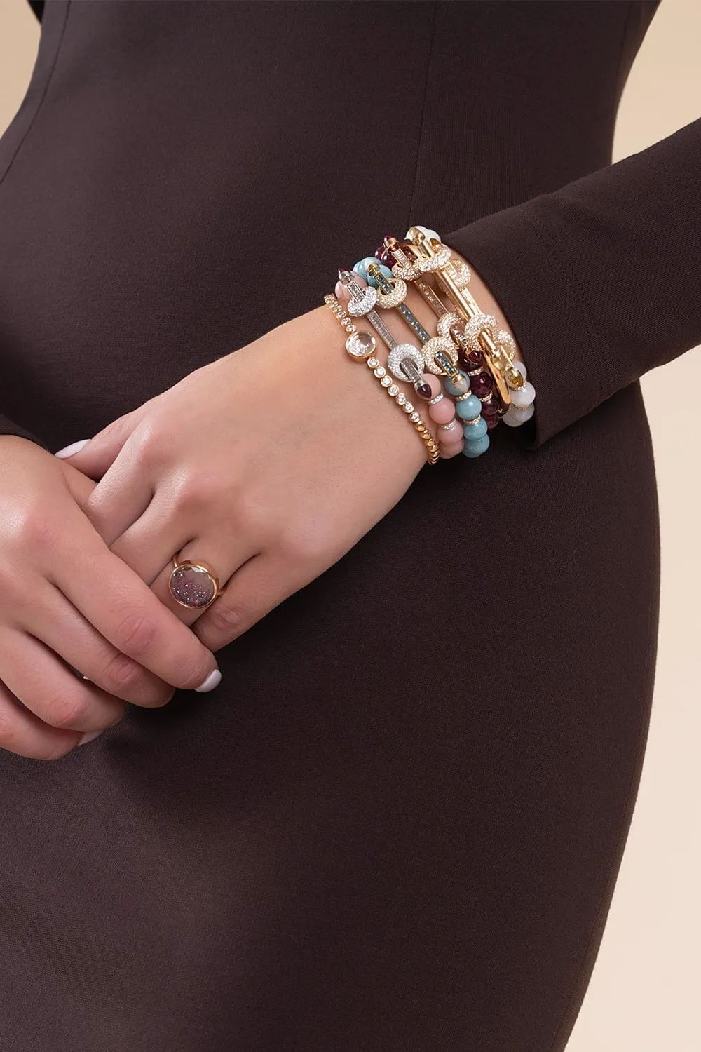 Pink Opal Diamond Chakra Bracelet