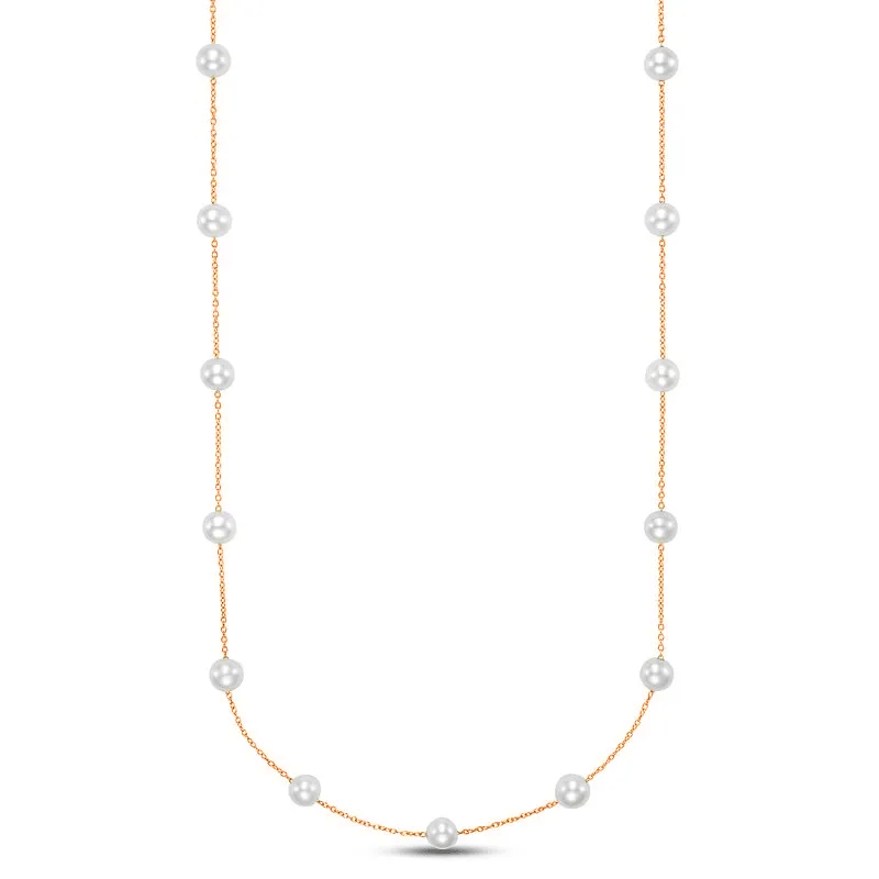 Rose Gold Tin Cup Pearl Necklace