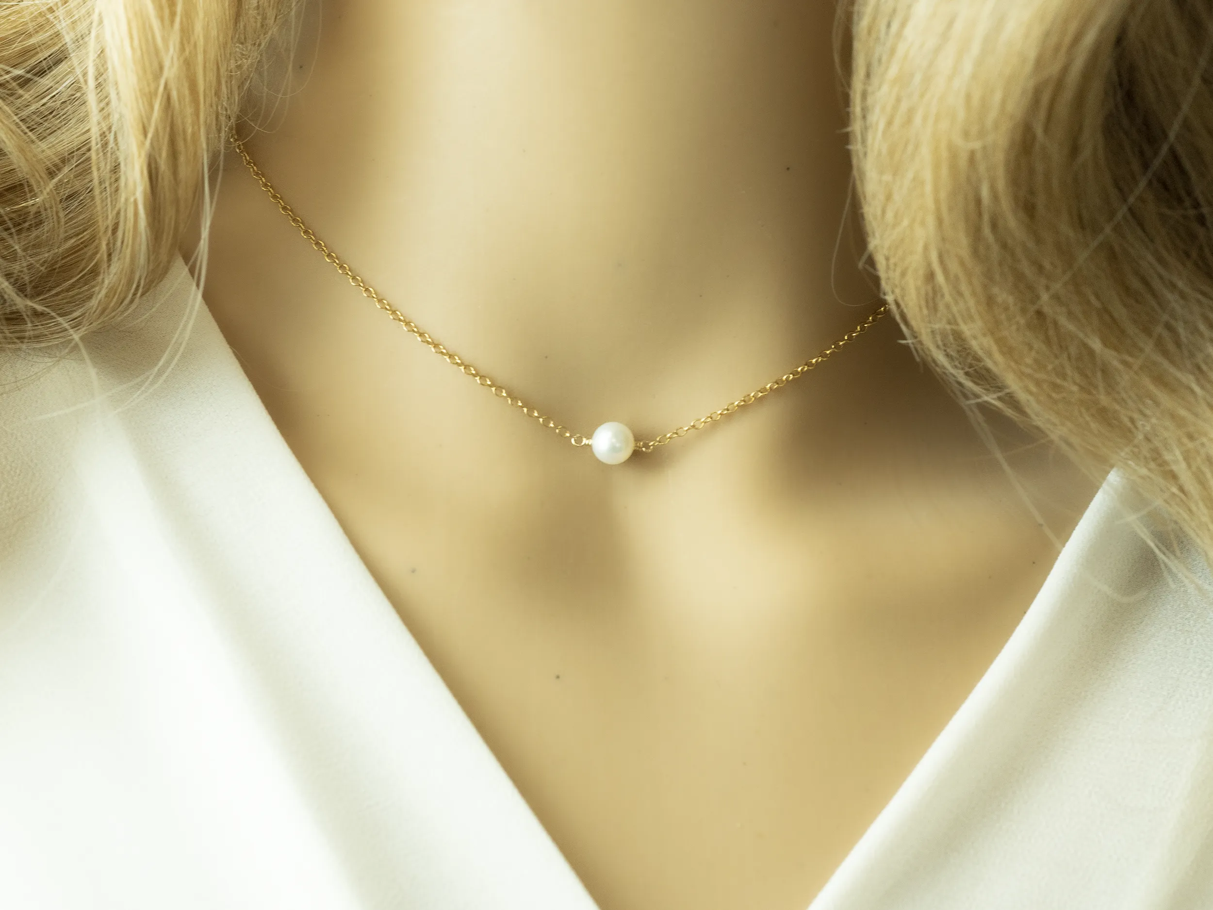Single White Pearl Necklace