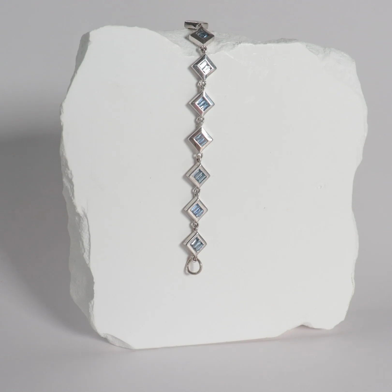 Sterling Silver Baguette Yogo Sapphire Bracelet
