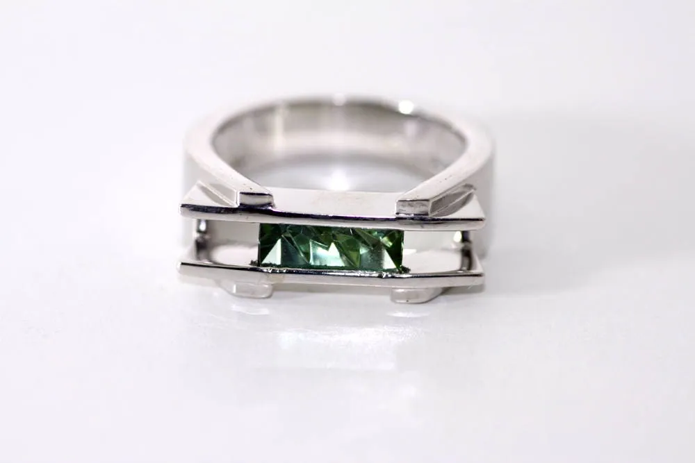 Tourmaline Statement ring with a Handcrafted gemstone, October birthstone