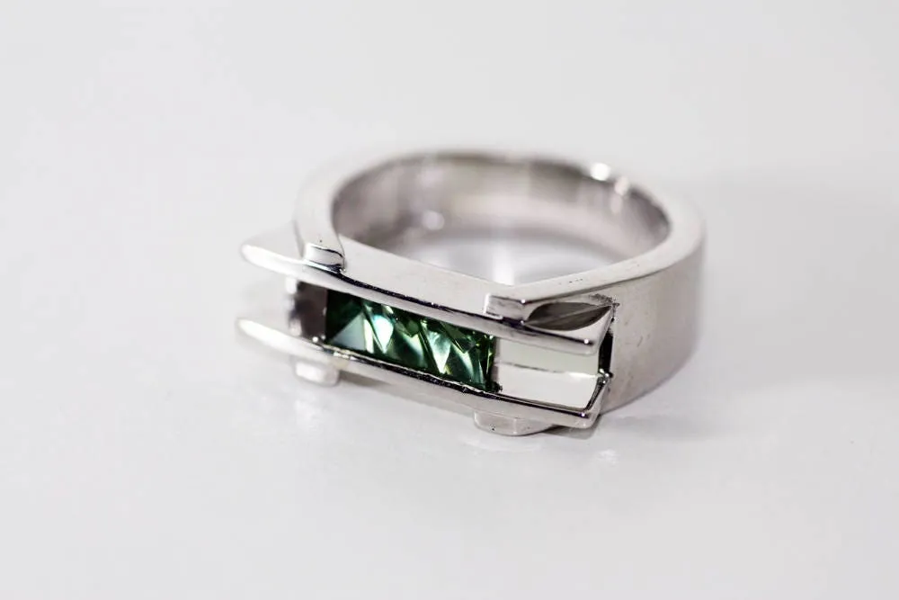 Tourmaline Statement ring with a Handcrafted gemstone, October birthstone