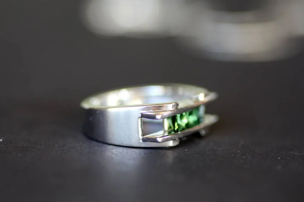 Tourmaline Statement ring with a Handcrafted gemstone, October birthstone