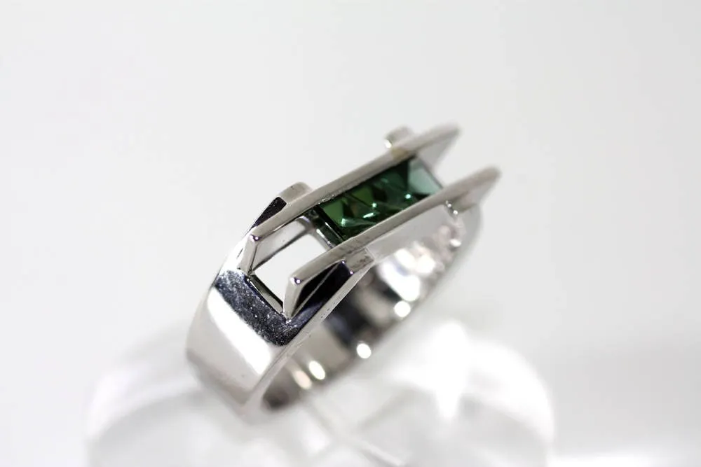 Tourmaline Statement ring with a Handcrafted gemstone, October birthstone