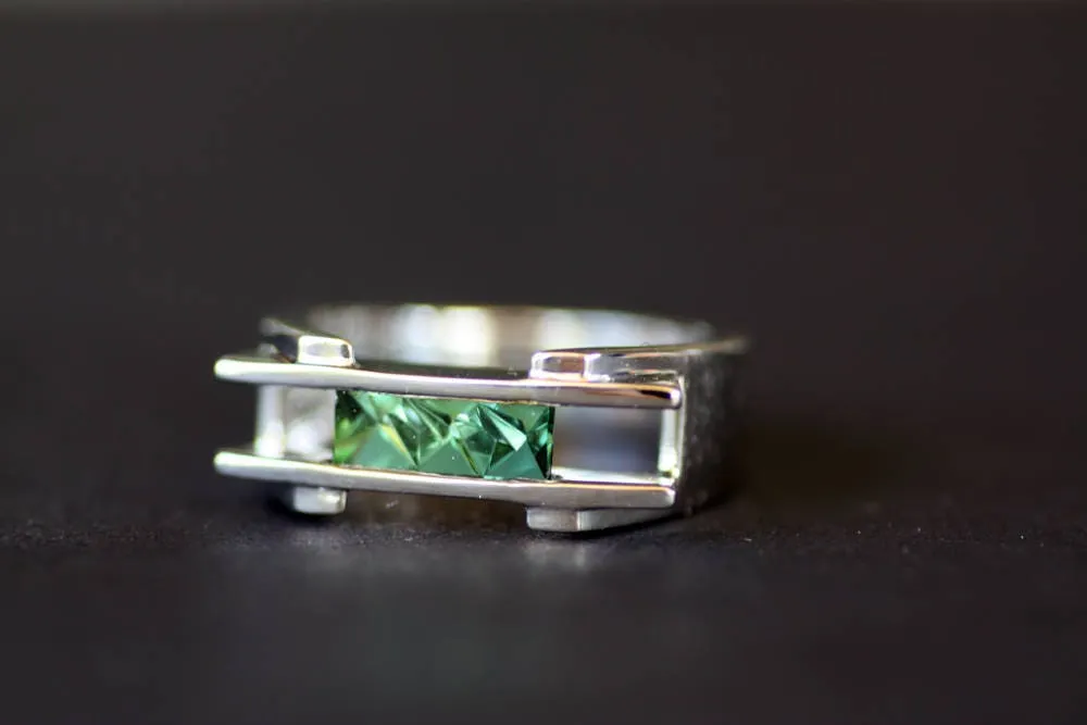 Tourmaline Statement ring with a Handcrafted gemstone, October birthstone