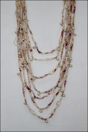 Vintage Faux Pearl Cloth Necklace
